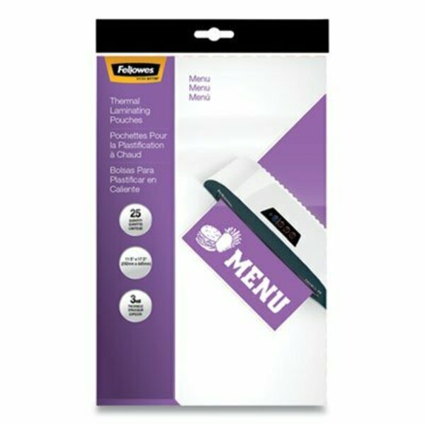 Fellowes Fellowes, LAMINATING POUCHES, 3 MIL, 12in X 18in, GLOSS CLEAR, 25PK 52011